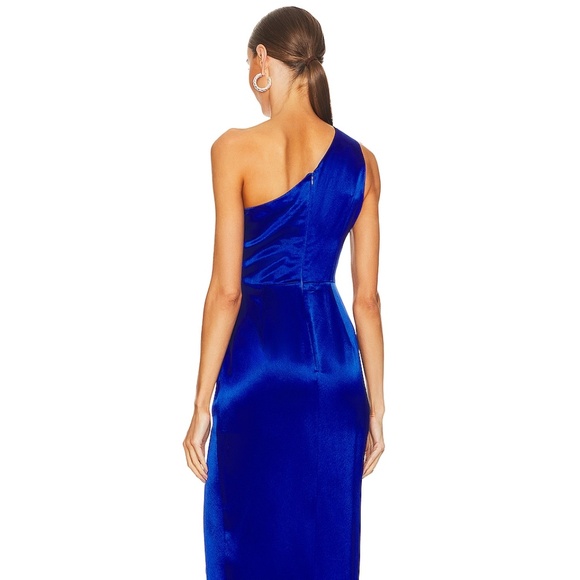 SAU LEE Preston Dress one shoulder maxi in Egyptian blue - Picture 2 of 13